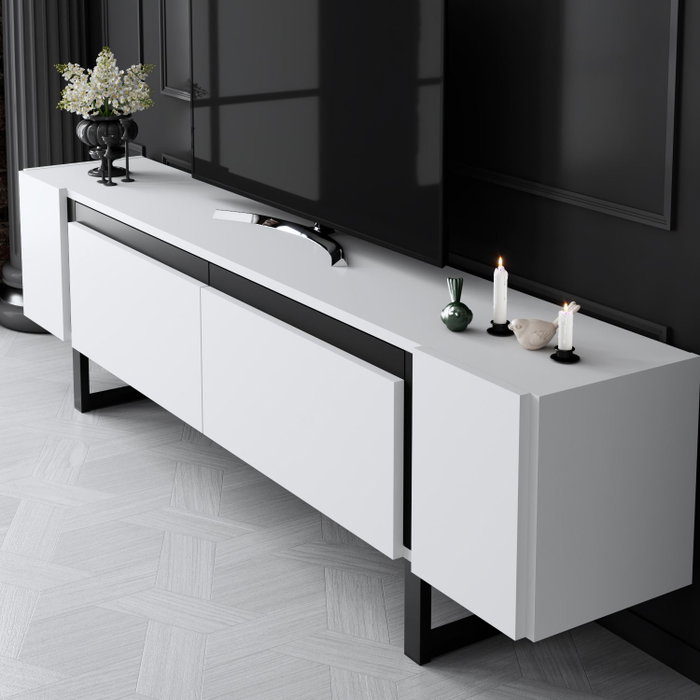 Hanah Home Soporte para TV Yildiz Blanco y Negro Hanah Home Soporte para TV Yildiz Blanco y Negro